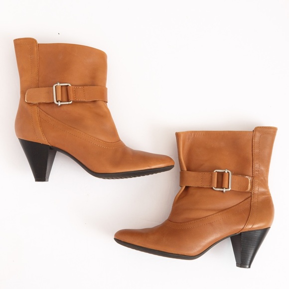 Buttery soft leather buckle ankle boot retro tan Michael Shannon Rasha style 7 - Picture 1 of 15